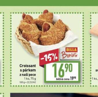 Billa Croissant s párkem nabídka