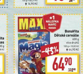 Billa Bonavita dětské cereálie nabídka