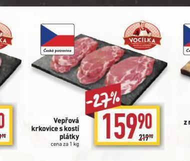 Billa Vepřová krkovice s kostí, plátky nabídka