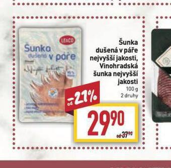 Billa Šunka dušená v páře nejvyšší jakosti nabídka