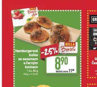 Billa Hamburgerová bulka nabídka