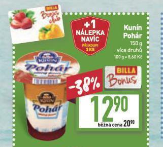 Billa Kunín pohár nabídka