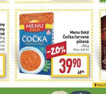 Billa Menu gold čočka červená půlená nabídka