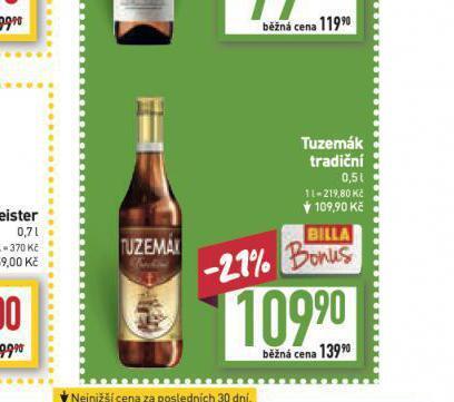 Billa Tuzemák tradiční nabídka