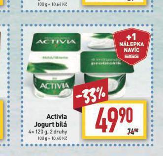 Billa Activia jogurt bílá nabídka