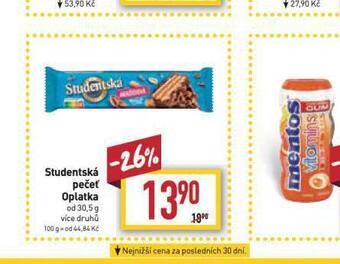 Billa Studentská pečeť oplatka nabídka