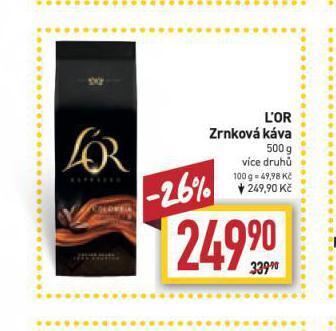 Billa L´or zrnková káva nabídka