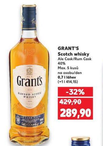 Kaufland Grant's scotch whisky nabídka
