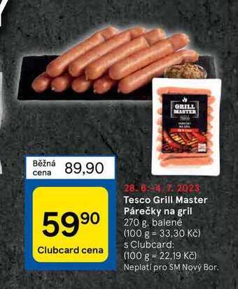 Tesco Tesco grill master párečky na gril 270 g nabídka