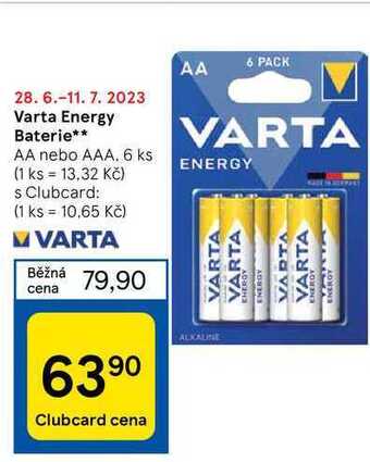 Tesco Varta energy baterie** aa nebo aaa, 6 ks nabídka