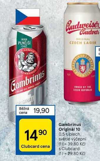 Tesco Gambrinus originál 10 0.5 l nabídka