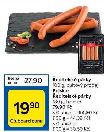 Tesco Ředitelské párky 100 g nabídka