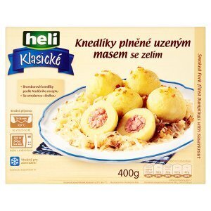 Tesco Heli klasické knedlíky plněné uzeným masem se zelím 400g nabídka