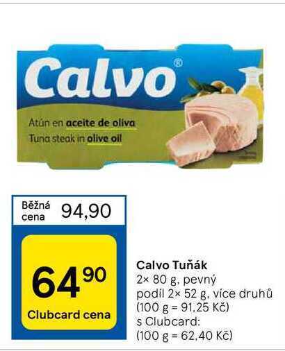 Tesco Calvo tuňák 2 x 80 g nabídka