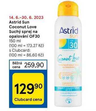 Tesco Astrid sun coconut love suchý sprej na opalování of30 150 ml nabídka