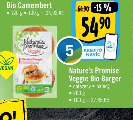 Albert Nature's promise veggie bio burger  200 g nabídka