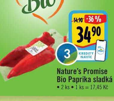 Albert Nature's promise bio paprika sladká 2 ks nabídka