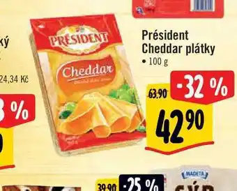 Albert Président cheddar plátky • 100 g nabídka