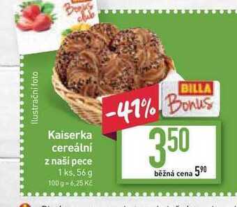Billa Kaiserka cereální z naší pece 1 ks, 56 g nabídka