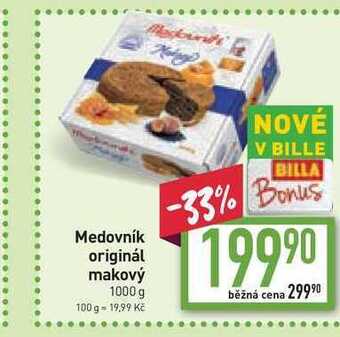 Billa Medovník originál makový 1000 g nabídka