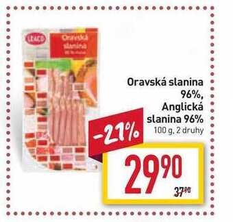 Billa Oravská slanina 96% 100g nabídka