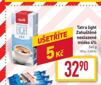 Billa Tatra light zahuštěné neslazené mléko 4% 340 g nabídka