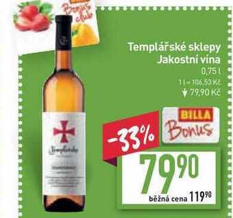 Templářské sklepy jakostní vína 0,75l