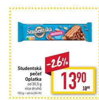 Billa Studentská pečeť oplatka od 30,5 g nabídka