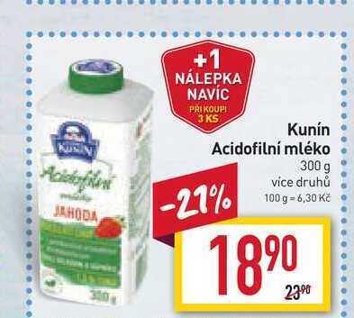 Billa Kunín acidofilní mléko 300 g nabídka