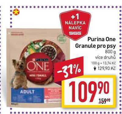 Billa Purina one granule pro psy 800g nabídka