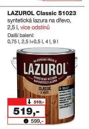 Barvy a laky drogerie Lazurol classic s1023 syntetická lazura na dřevo, 2,5 l, více odstínů nabídka