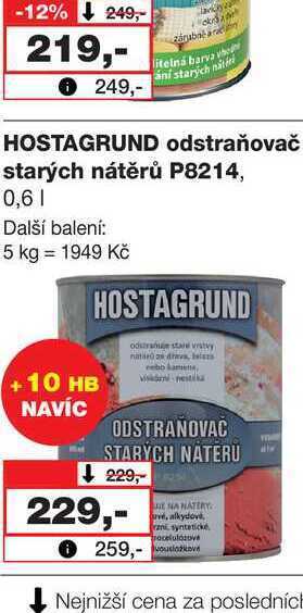 Barvy a laky drogerie Hostagrund odstraňovač starých nátěrů p8214, 0,6l nabídka