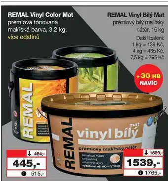 Barvy a laky drogerie Remal vinyl color mat prémiová tónovaná malířská barva, 3,2 kg, více odstínů nabídka