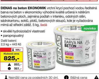 Barvy a laky drogerie Denas na beton ekonomik vrchní krycí pochozí vodou ředitelná barva na beton v ekonomicky výhodné kvalitě určená k nátěrům bet nabídka