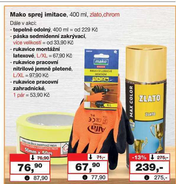 Barvy a laky drogerie Mako sprej imitace, 400 ml, zlato,chrom nabídka