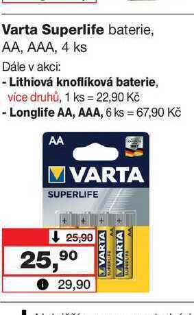Barvy a laky drogerie Varta superlife baterie, aa, aaa, 4 ks nabídka