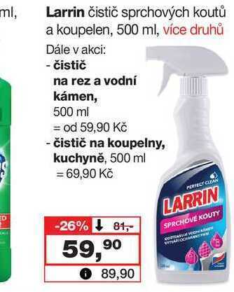 Barvy a laky drogerie Ml, ed larrin čistič sprchových koutů a koupelen, 500 ml nabídka