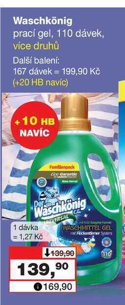 Barvy a laky drogerie Waschkönig prací gel, 110 dávek nabídka