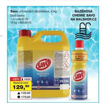 Barvy a laky drogerie Savo univerzální dezinfekce, 4 kg nabídka