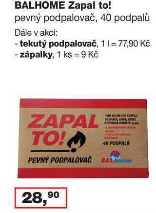 Ráj drogerie Balhome zapal to! pevný podpalovač, 40 podpalů nabídka