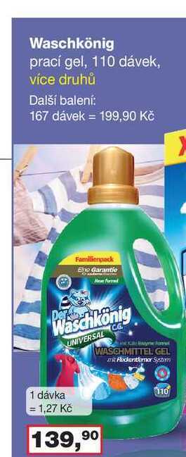 Ráj drogerie Waschkönig prací gel, 110 dávek nabídka