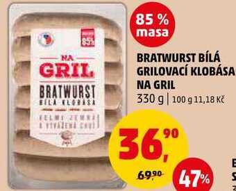 Penny Market Bratwurst bílá grilovací klobása na gril, 330 g nabídka