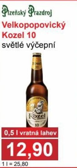 PLUS JIP Velkopopovický Kozel 10 světlé výčepní nabídka