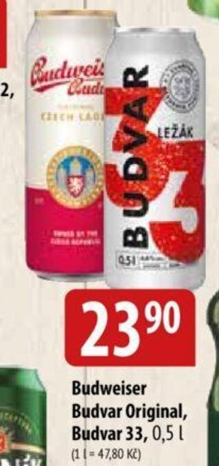 Bala Budweiser Budvar Original, Budvar 33, 0,5 l nabídka