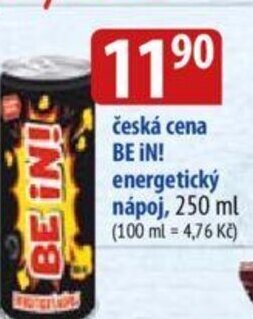 Bala česká cena BE IN! energetický nápoj nabídka