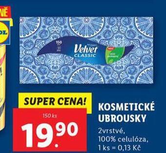 Lidl Velvet kosmetické ubrousky nabídka