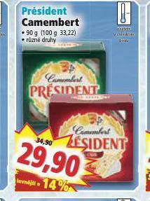 Norma Président camembert sýr nabídka