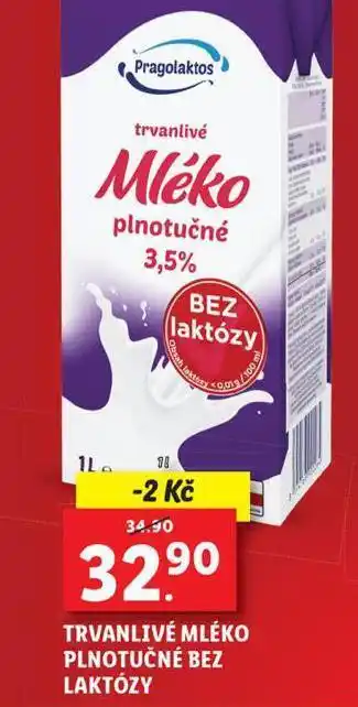 Lidl Trvanlivé plnotučné mléko bez laktózy nabídka