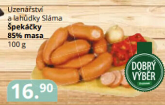 Potraviny CZ Uzenářství a lahůdky Sláma špekáčky 85% masa 100 g nabídka