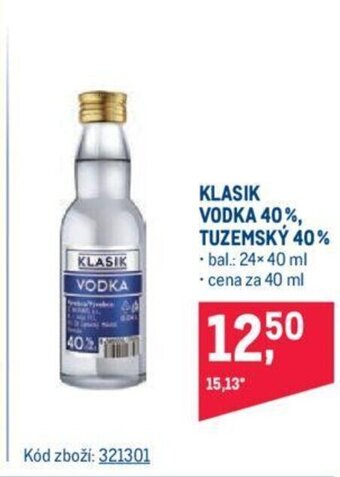Makro KLASIK VODKA 40%, TUZEMSKÝ 40% nabídka